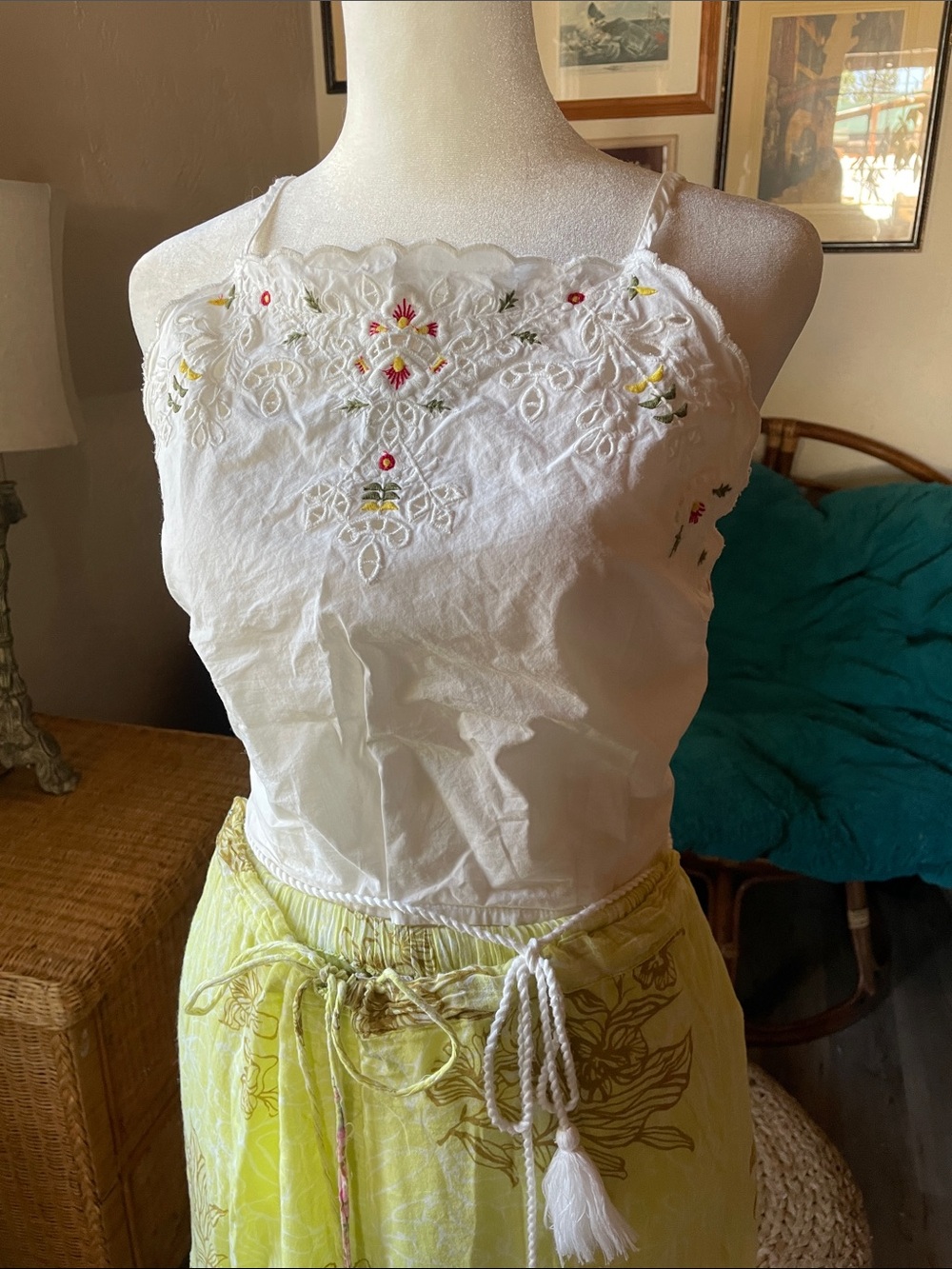 Embroidered Boho Apron Top